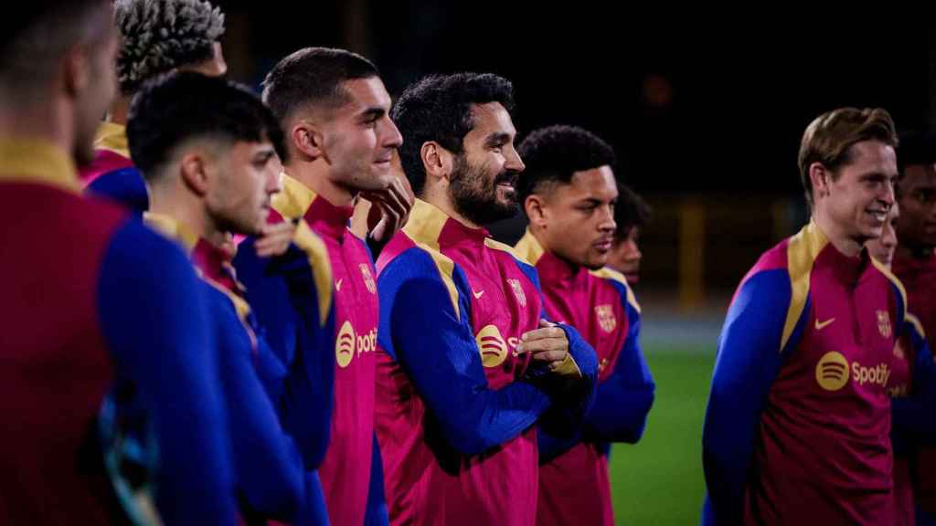 Los jugadores del Barça en la previa de la semifinal de la Supercopa de España