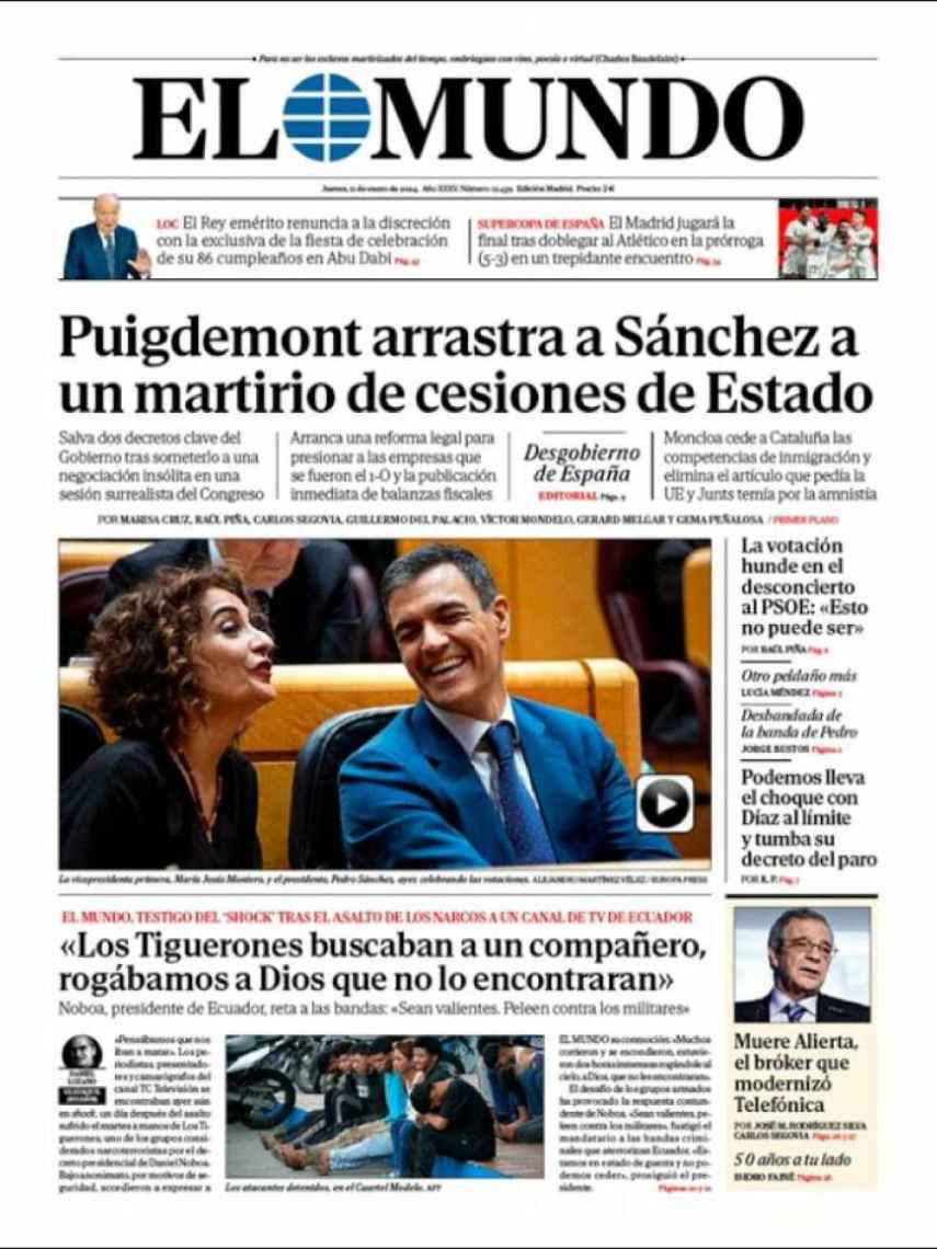 Portada de 'El Mundo' del 11 de enero de 2024