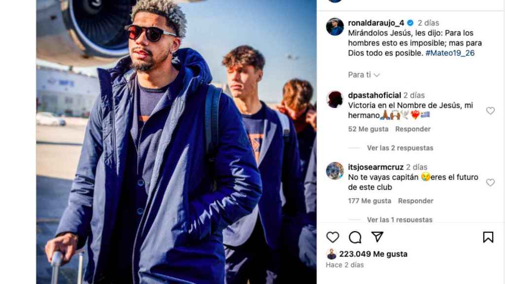 Mensaje de Araujo en Instagram