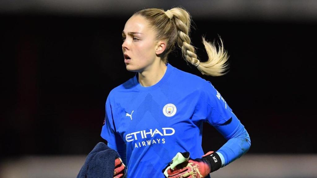 Ellie Roebuck, en un partido con el Manchester CIty