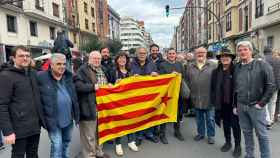 Políticos de ERC, junto a dirigentes de EH Bildu como Arnaldo Otegi en la manifestación por los presos de ETA en Bilbao