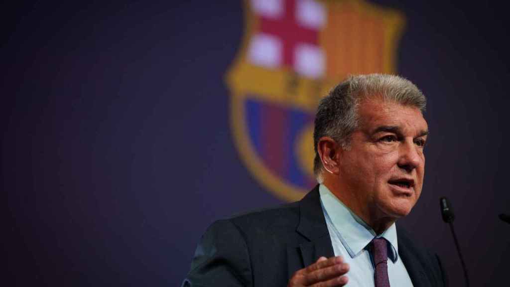 Joan Laporta, durante una conferencia con el FC Barcelona