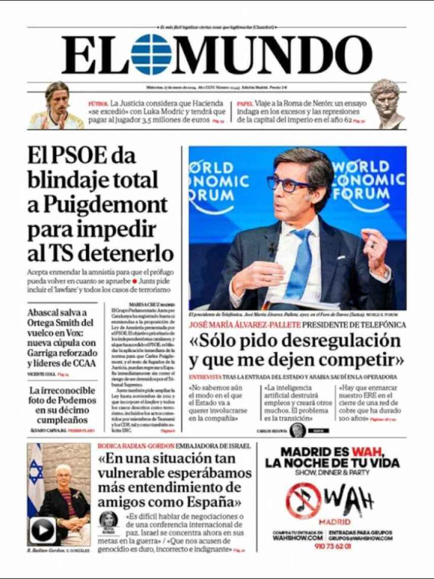 Portada de 'El Mundo' del 17 de enero de 2024