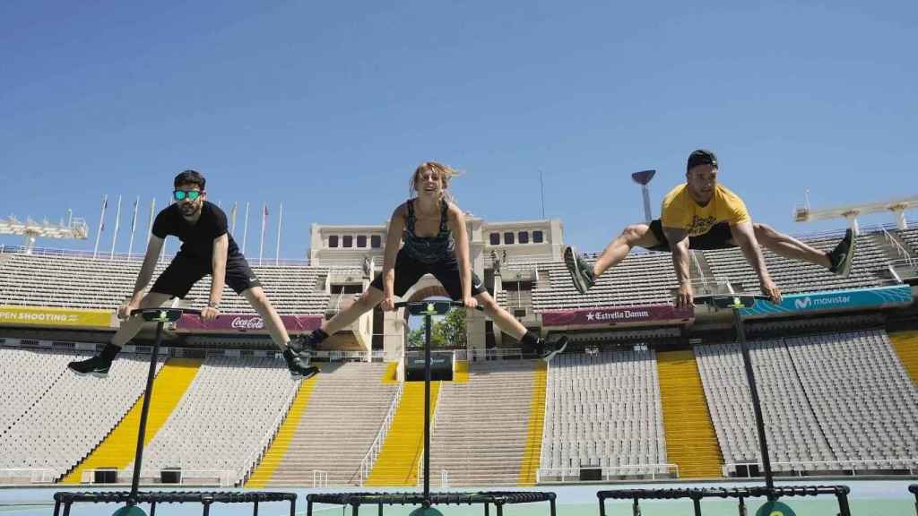 Tres trabajadores de Open Camp cuando estaba abierto en Montjuïc