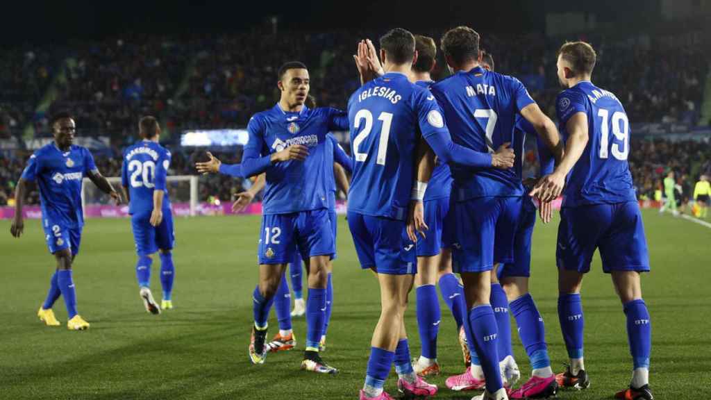 Los jugadores del Getafe celebran el gol al Sevilla en Copa