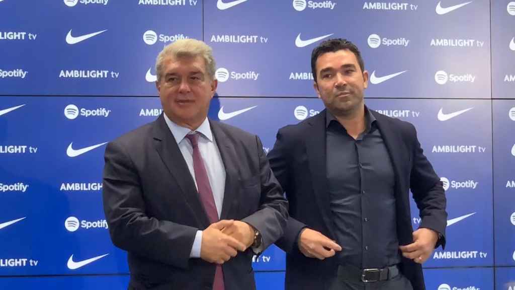 Deco y Joan Laporta, en un acto del Barça