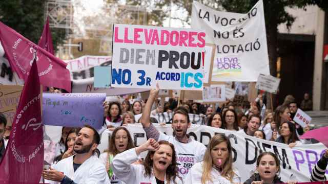 Manifestación del sindicato de enfermería en Barcelona / EP