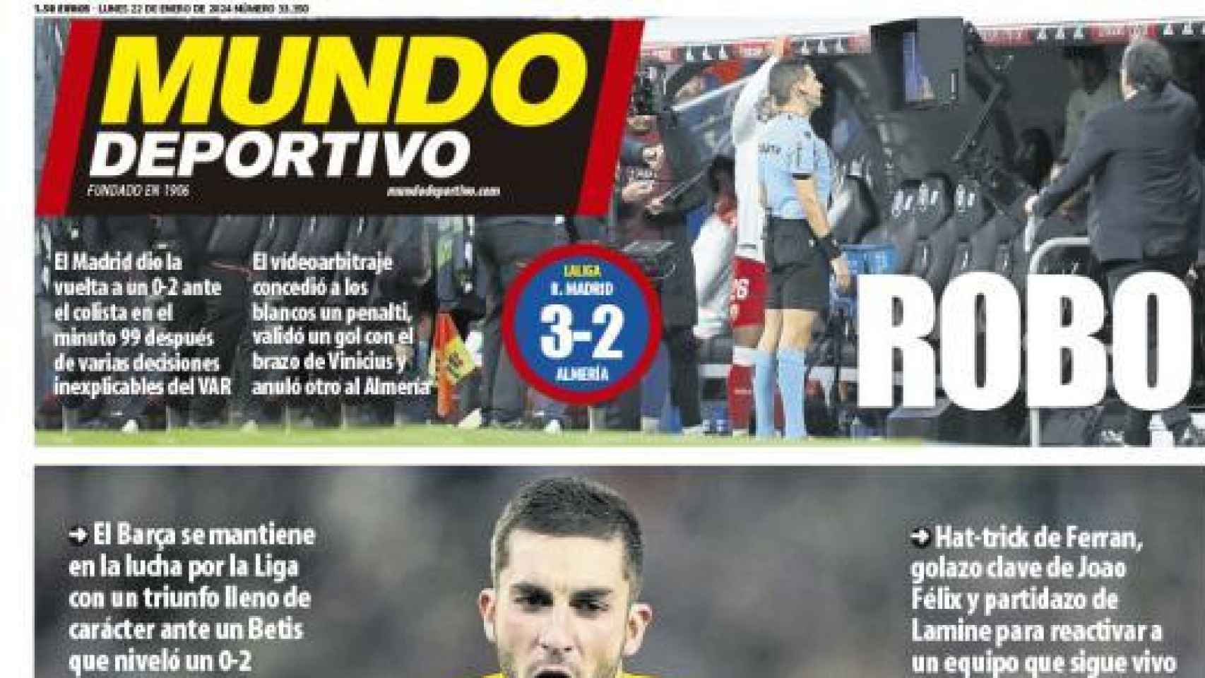 La portada de 'Mundo Deportivo' tras el Real Madrid-Almería