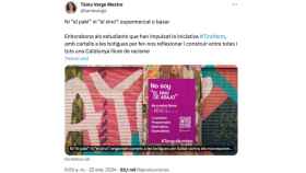 Tuit de la 'consellera' Tània Verge que ha indignado a radicales ultranacionalistas por elogiar una campaña escrita en castellano