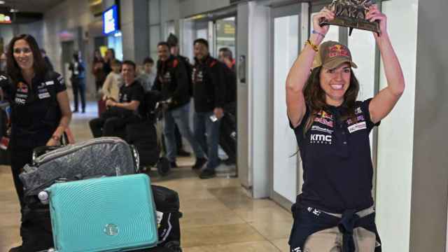 Cristina Gutiérrez a su regreso al aeropuerto de Madrid Barajas