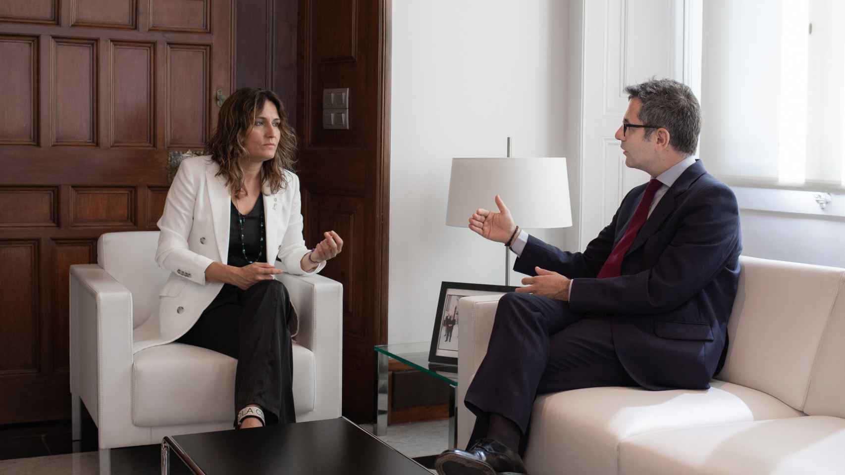 La consellera de Presidencia, Laura Vilagrà, con el ministro de Presidencia, Félix Bolaños