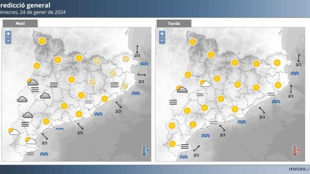 Predicción meteorológica del miércoles 24 de enero