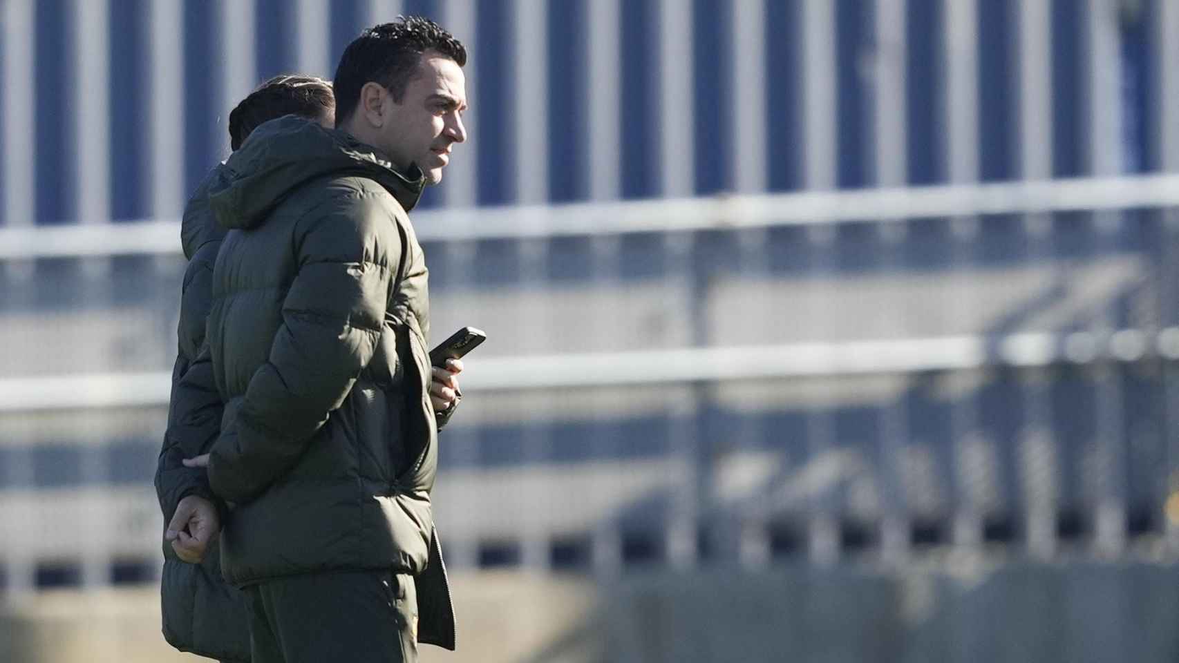 Xavi, en el entrenamiento del Barça de este viernes antes de jugar contra el Villarreal