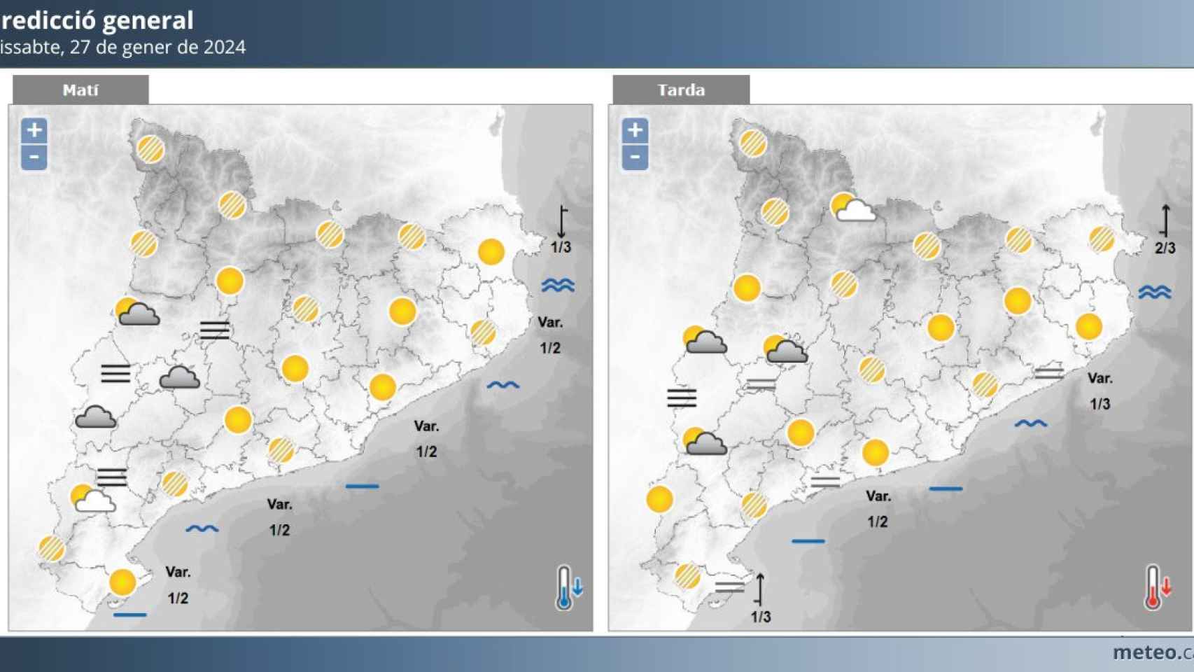 Predicción del tiempo en Cataluña el 27 de enero