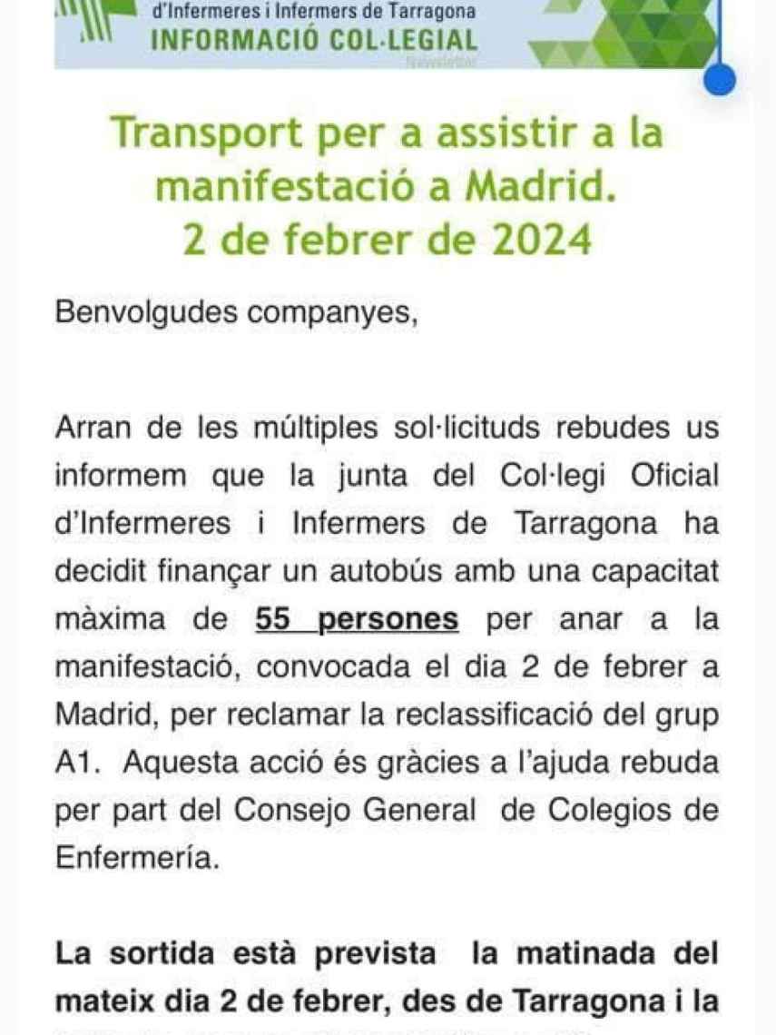 Cartel del Colegio de Enfermería de Tarragona