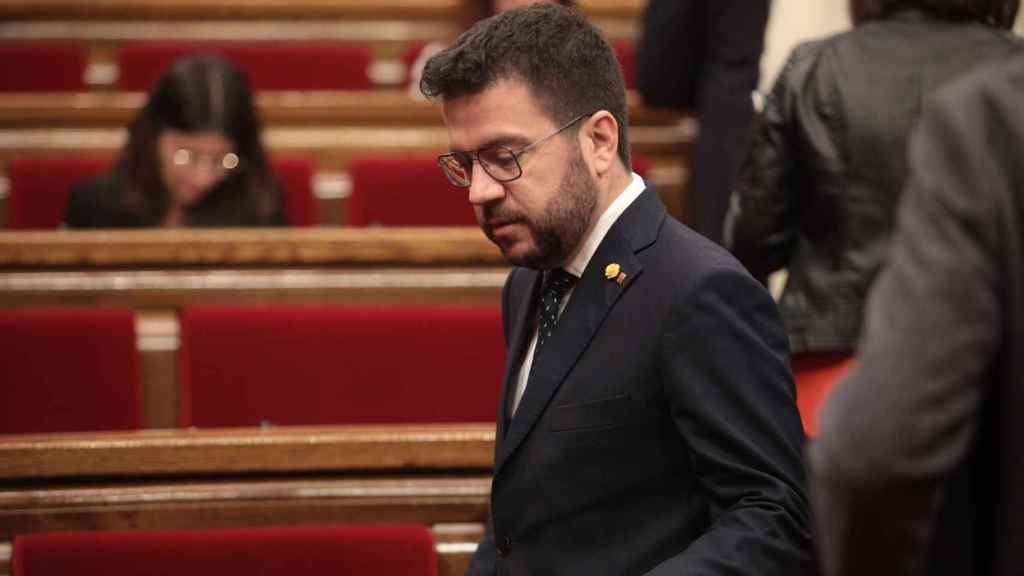 El presidente de la Generalitat, Pere Aragonès, en el Parlament