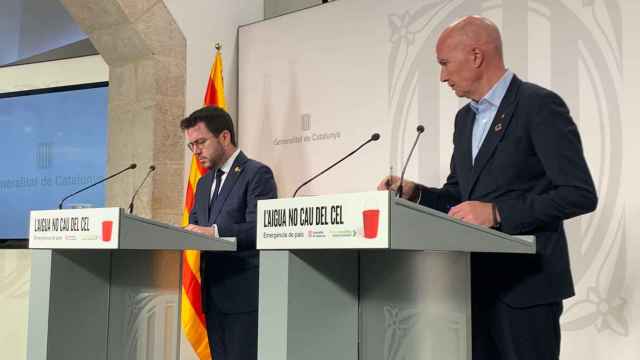 El presidente de la Generalitat, Pere Aragonès, y el 'conseller' David Mascort