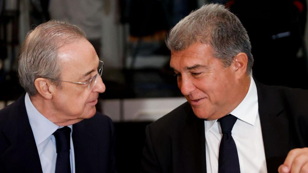 Joan Laporta y Florentino Pérez, durante una reunión de la Superliga