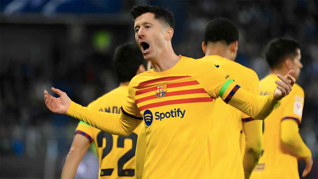 Robert Lewandowski, celebrando un gol contra el Alavés