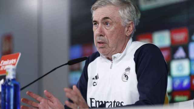 Carlo Ancelotti, durante una rueda de prensa con el Real Madrid