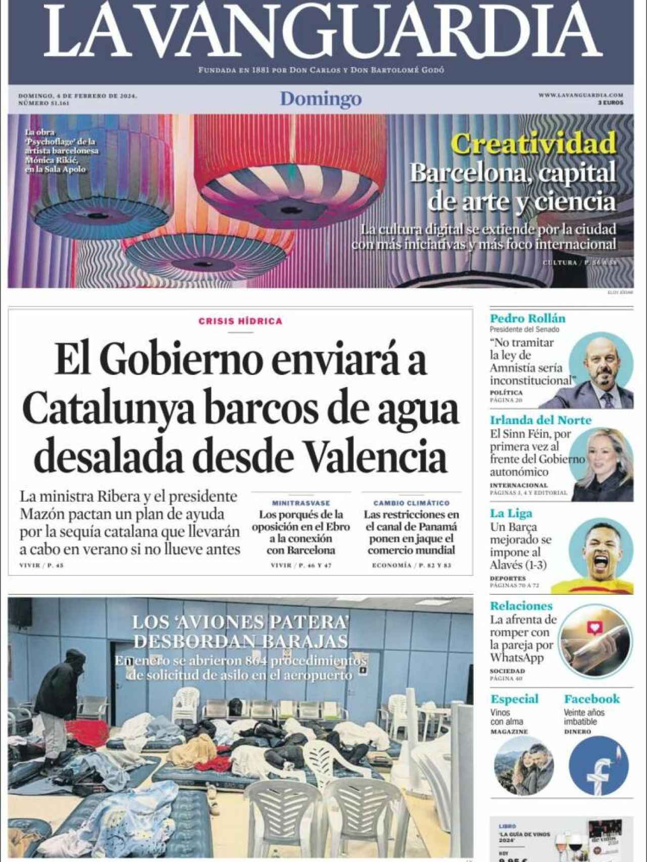 Portada de 'La Vanguardia' del 4 de febrero