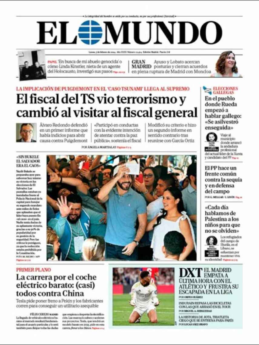 Portada de 'El Mundo' de 5 de febrero de 2024