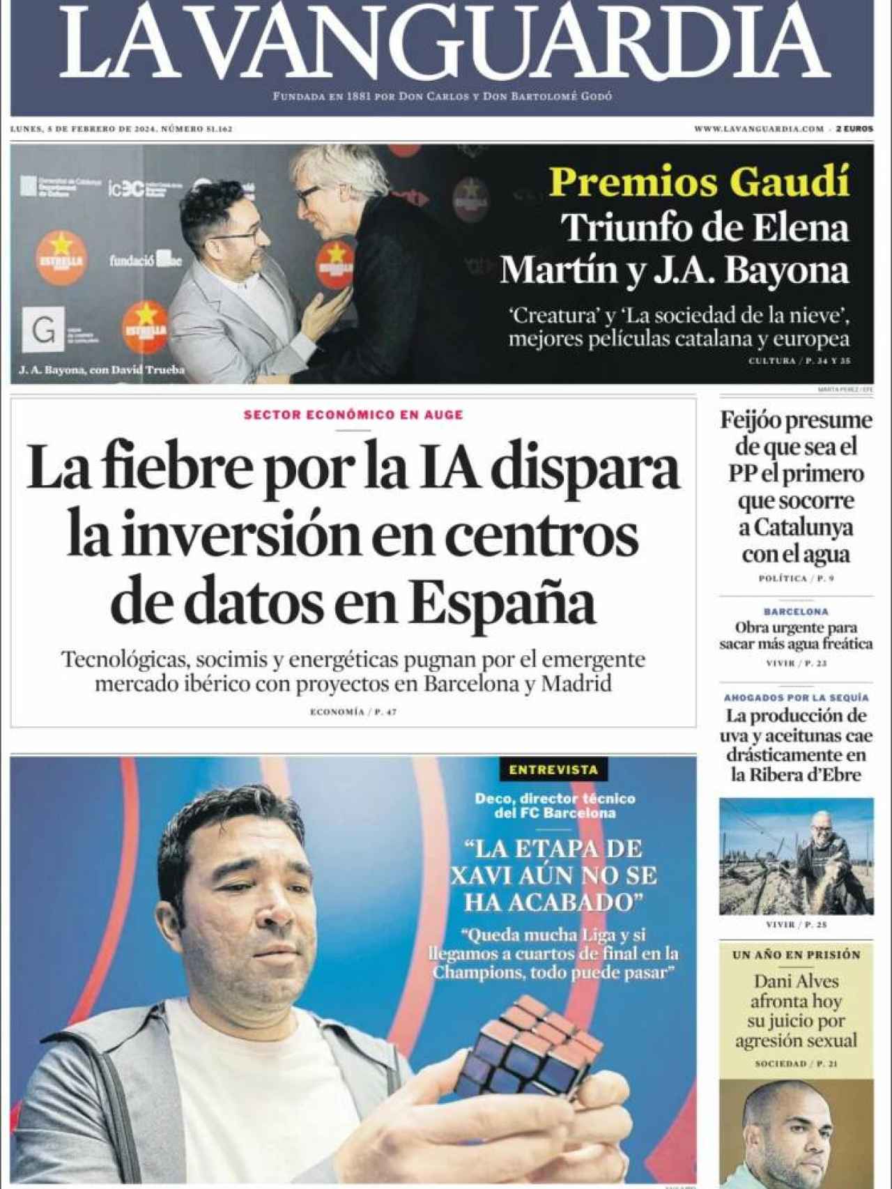 Portada de 'La Vanguardia' de 5 de febrero de 2024