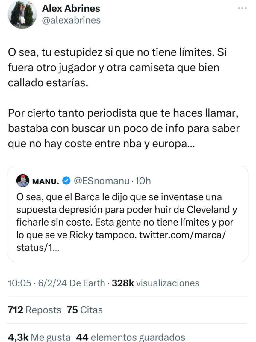 Abrines llama estúpido a un periodista de Madrid en defensa de Ricky Rubio