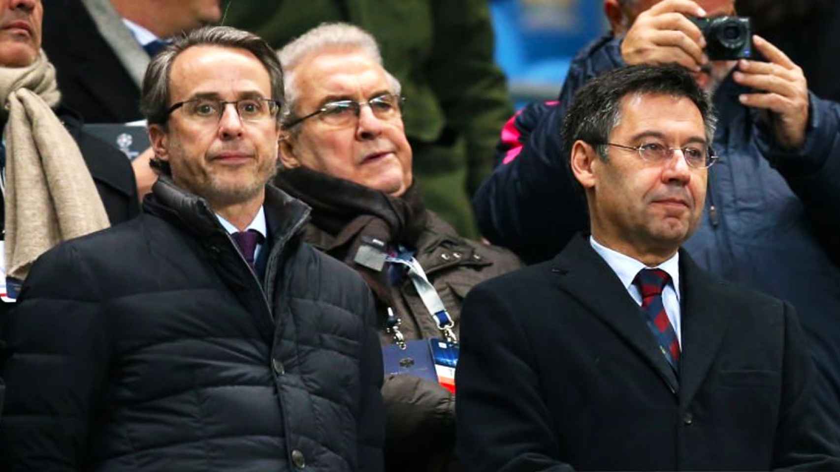 Javier Faus y Josep Maria Bartomeu, juntos en el palco del Camp Nou