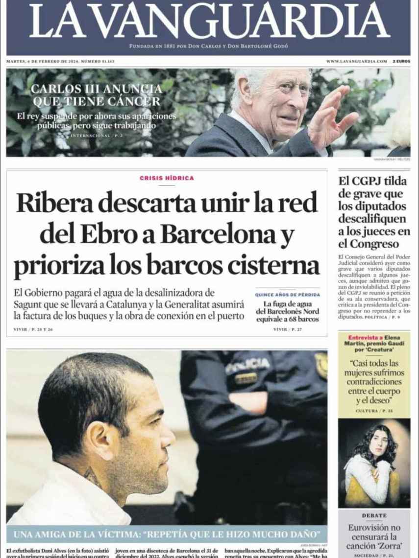 Portada de 'La Vanguardia' de 6 de febrero de 2024