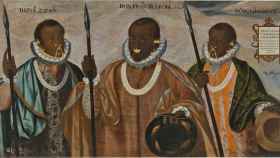‘Los tres mulatos de Esmeraldas’ (1599) de Andrés Sánchez Galque, caracterizados con golas españolas.