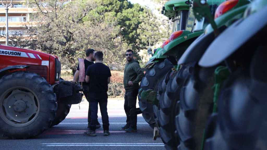 Protesta de agricultores en la Diagonal de Barcelona