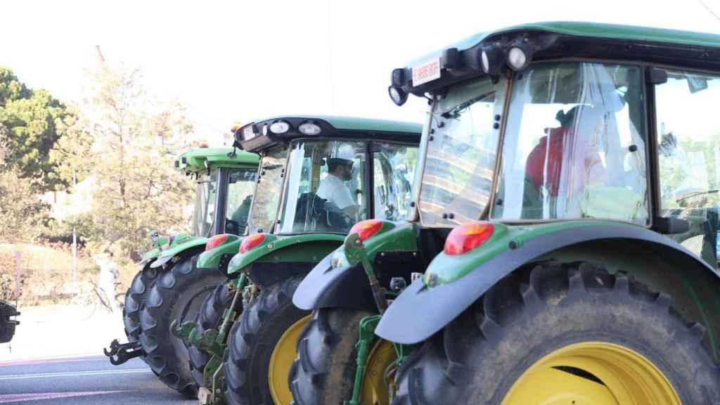 Protesta de agricultores en la Diagonal de Barcelona