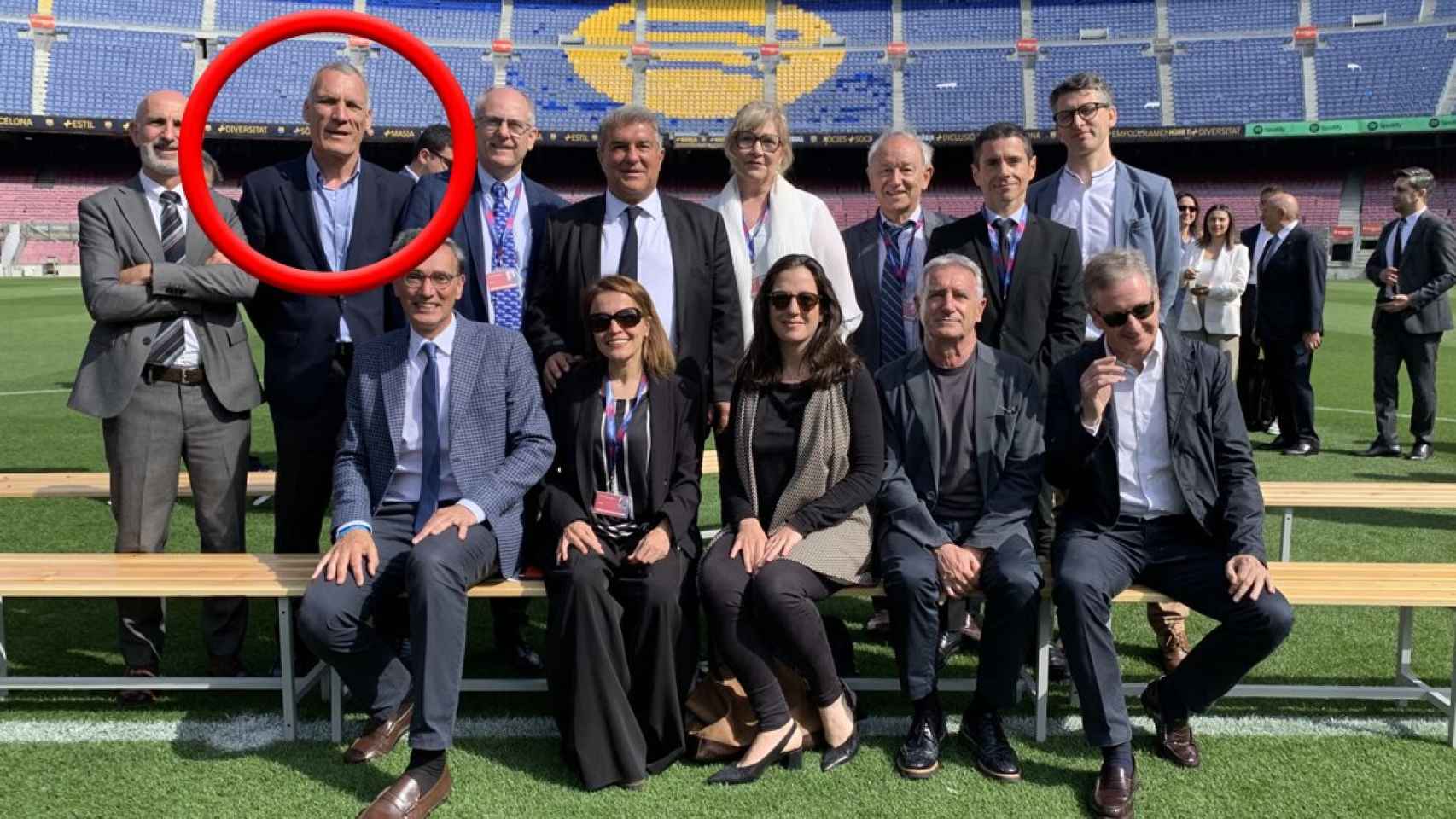Juan Gallostra, en la presentación del nuevo Espai Barça con el presidente Joan Laporta