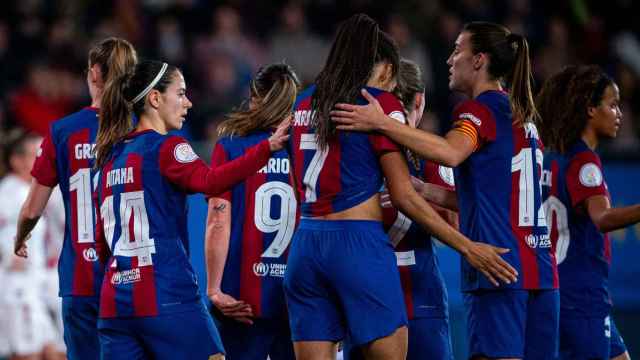 La celebracion del Barça Femenino por una victoria en la Copa de la Reina