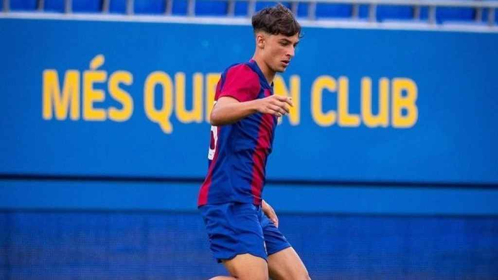 Guille Fernández, en un partido con el juvenil del Barça