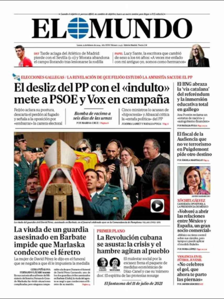 Portada de 'El Mundo' del 12 de febrero de 2024