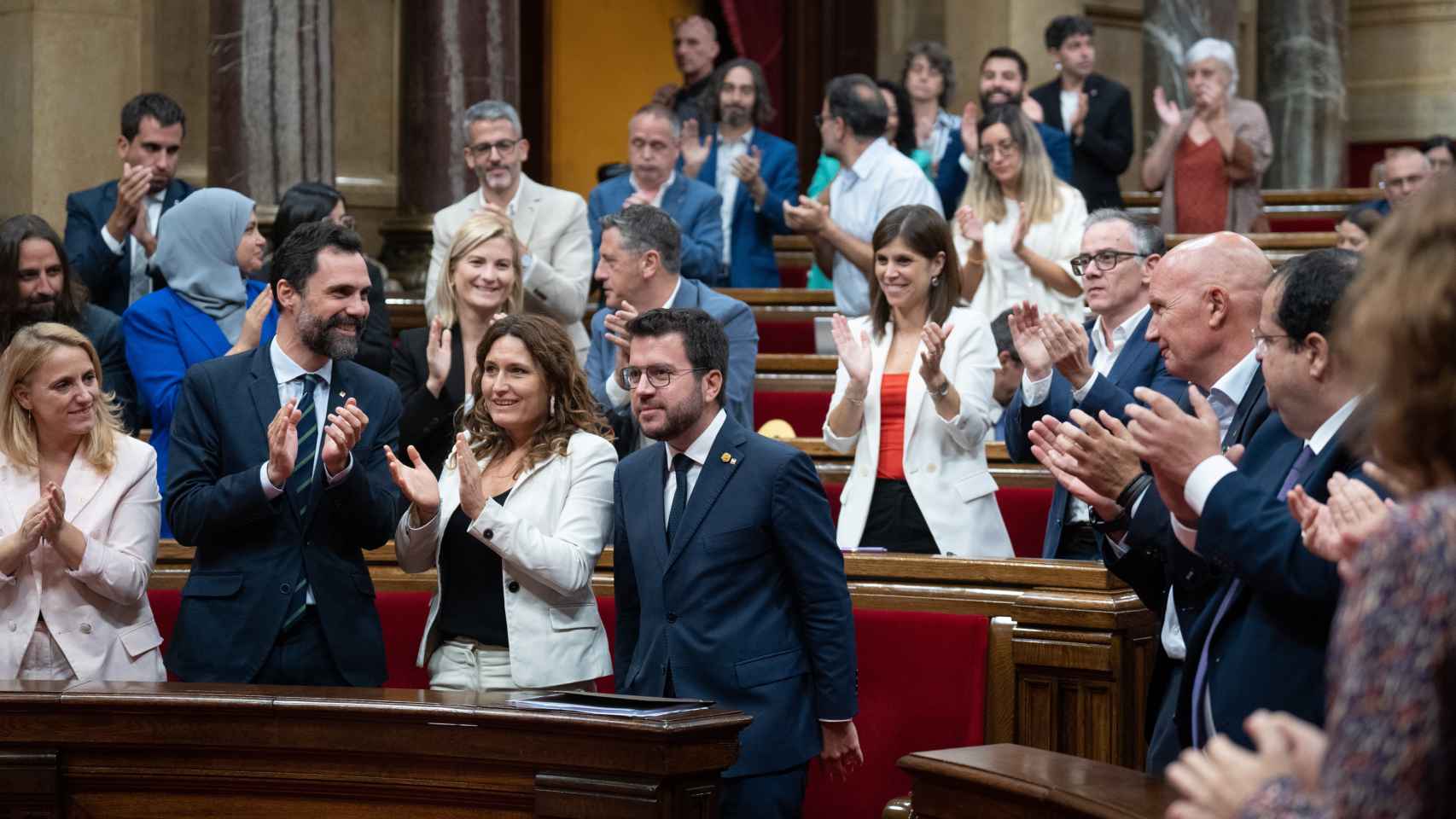 El presidente de la Generalitat, Pere Aragonès, en un pleno del Parlament