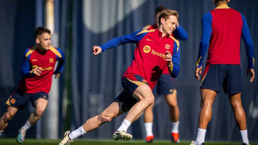 Frenkie de Jong, durante un entrenamiento del Barça