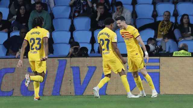 Lewandowski celebra su gol al Celta