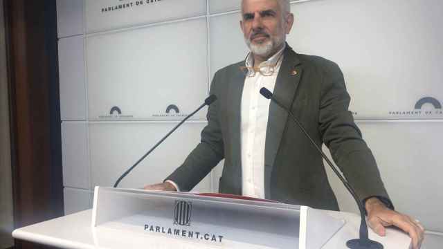 El presidente de Ciutadans en el Parlament, Carlos Carrizosa, en una rueda de prensa
