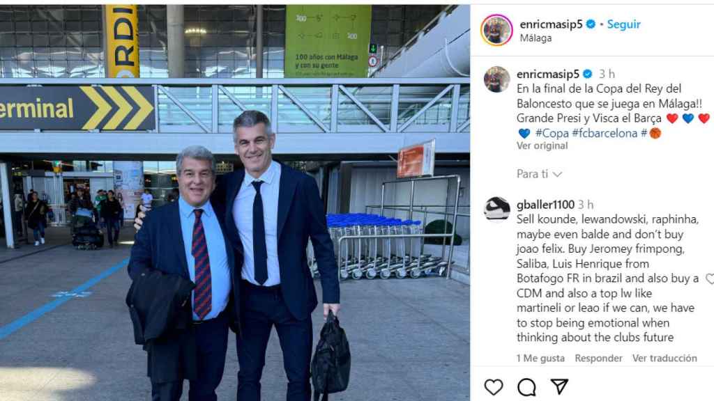 Joan Laporta y Enric Masip, en Málaga para disfrutar de la final de Copa del Rey de basket