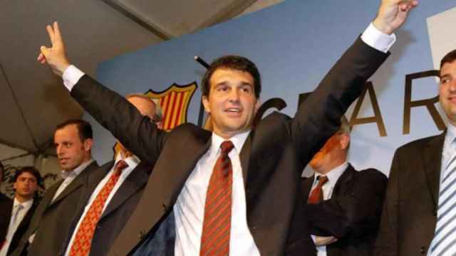 Joan Laporta, tras ganar las elecciones de 2003