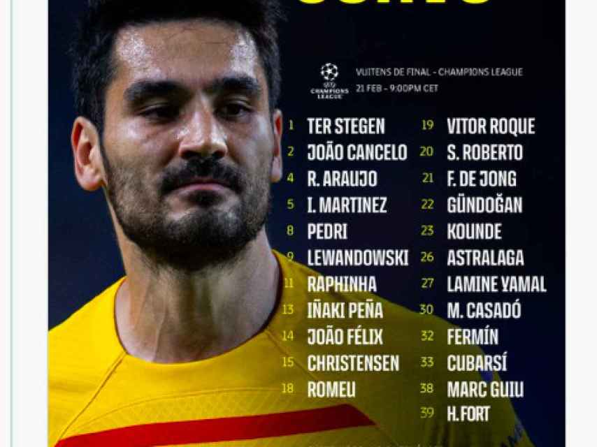 Convocatoria del Barça para Nápoles