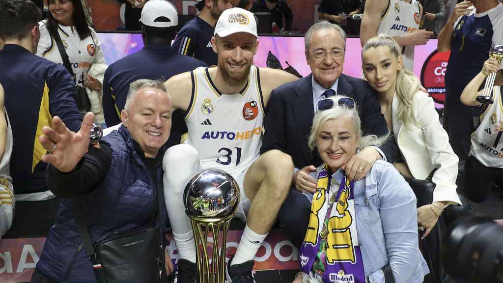 Florentino Pérez celebra la Copa del Rey ganada por el Real Madrid