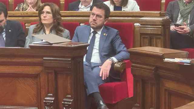 El presidente de la Generalitat, Pere Aragonès, en el pleno monográfico de sequía y cambio climático en el Parlament