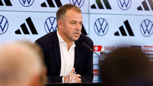 Hansi Flick , durante una rueda de prensa como seleccionador de Alemania