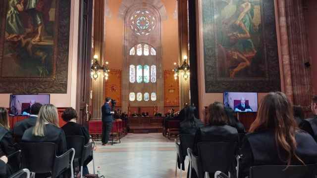 El presidente del Tribunal Superior de Justicia de Cataluña (TSJC), Jesús María Barrientos, en la toma de posesión de los jueces de la 72 Escuela Judicial
