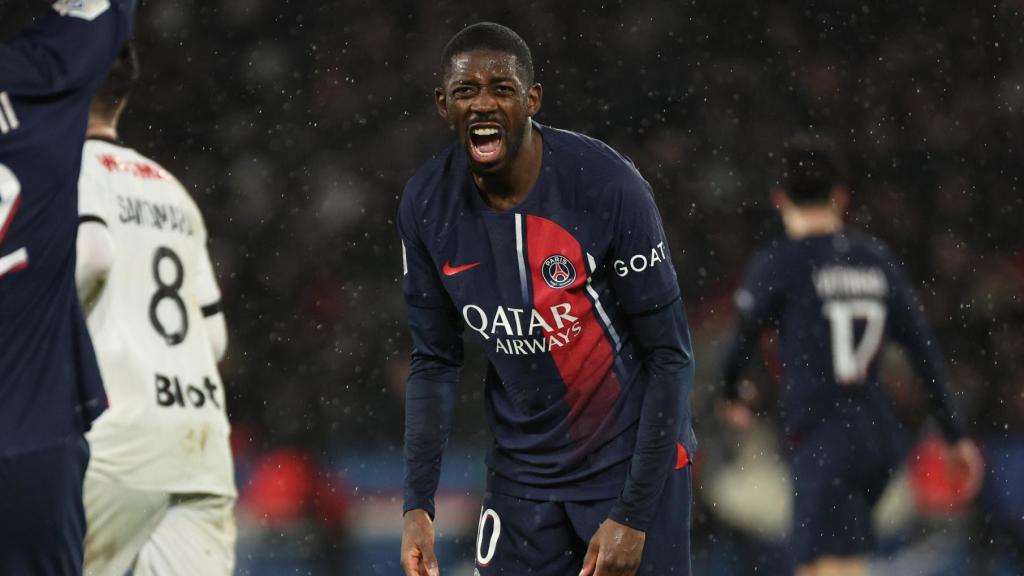 Ousmane Dembelé, enfadado durante el PSG-Rennes