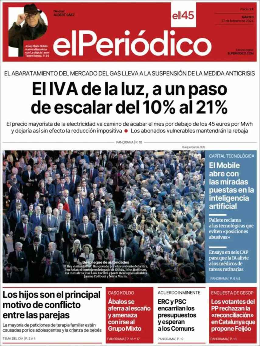 Portada de 'El Periódico' del 27 de febrero del 2024